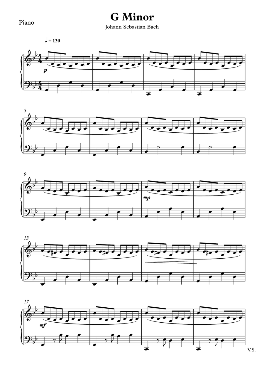 G Minor - Johann Sebastian Bach (Easy Piano)