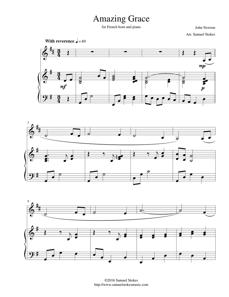 Amazing grace french horn hotsell