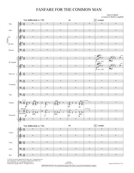 Fanfare For The Common Man - Conductor Score (Full Score)