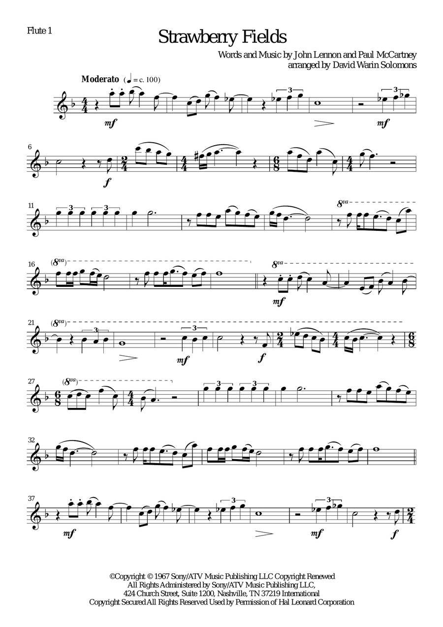 Strawberry Fields Forever Flute scores gallery preview page 6