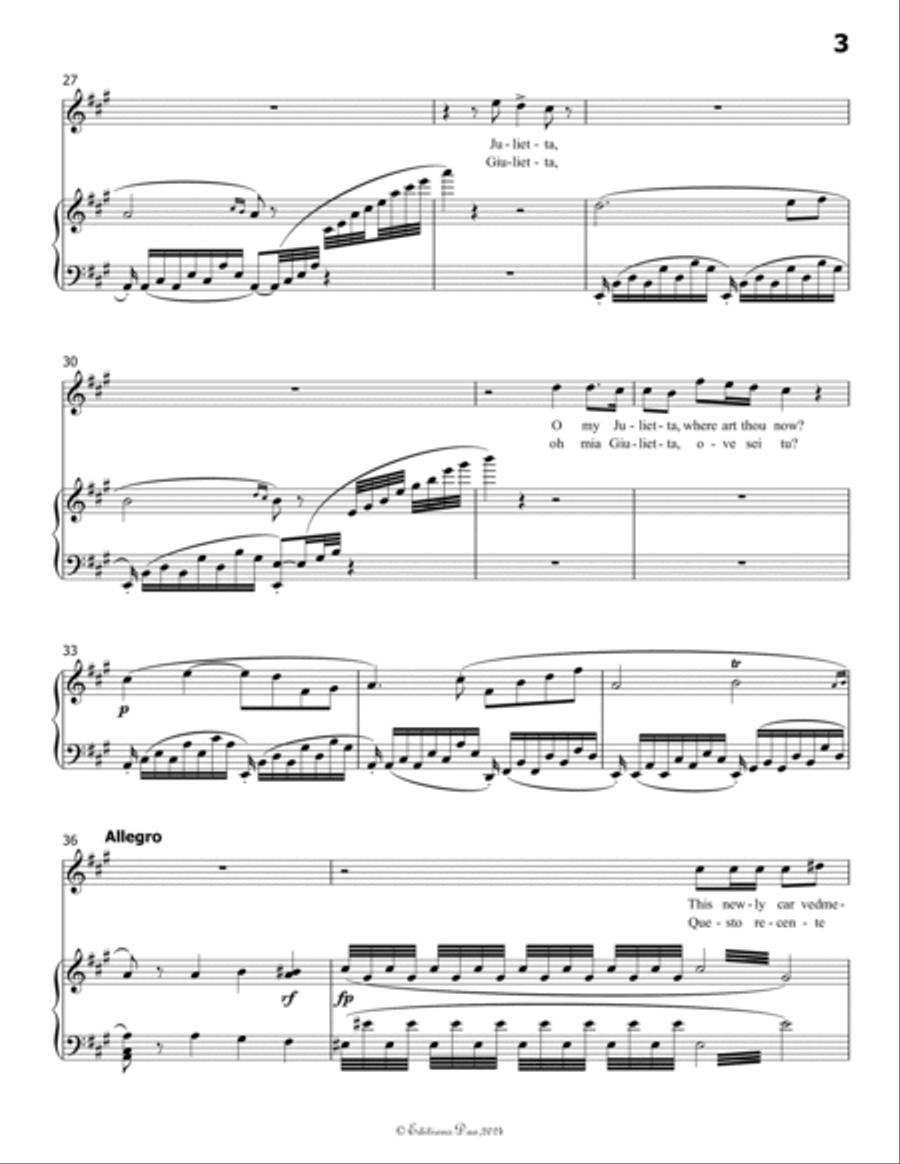 Ah! Se tu dormi,svegliati, by Vaccai Nicola, in A Major Voice scores gallery preview page 5