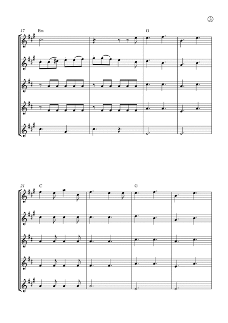 Oh Holy night Saxophone Quintet scores gallery preview page 3