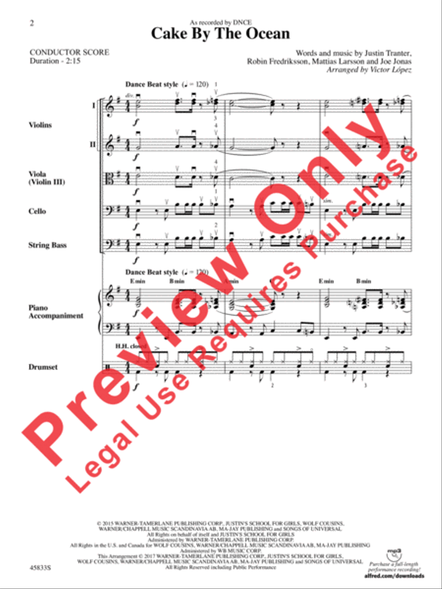 Cake by the Ocean Cake by the Ocean String Orchestra scores gallery preview page 2