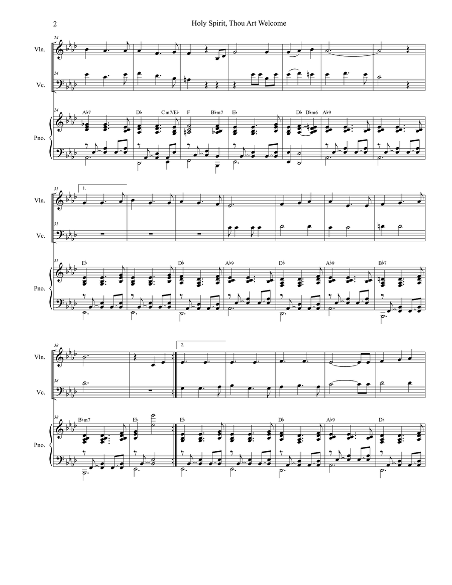 Holy Spirit, Thou Art Welcome Piano Trio scores gallery preview page 2