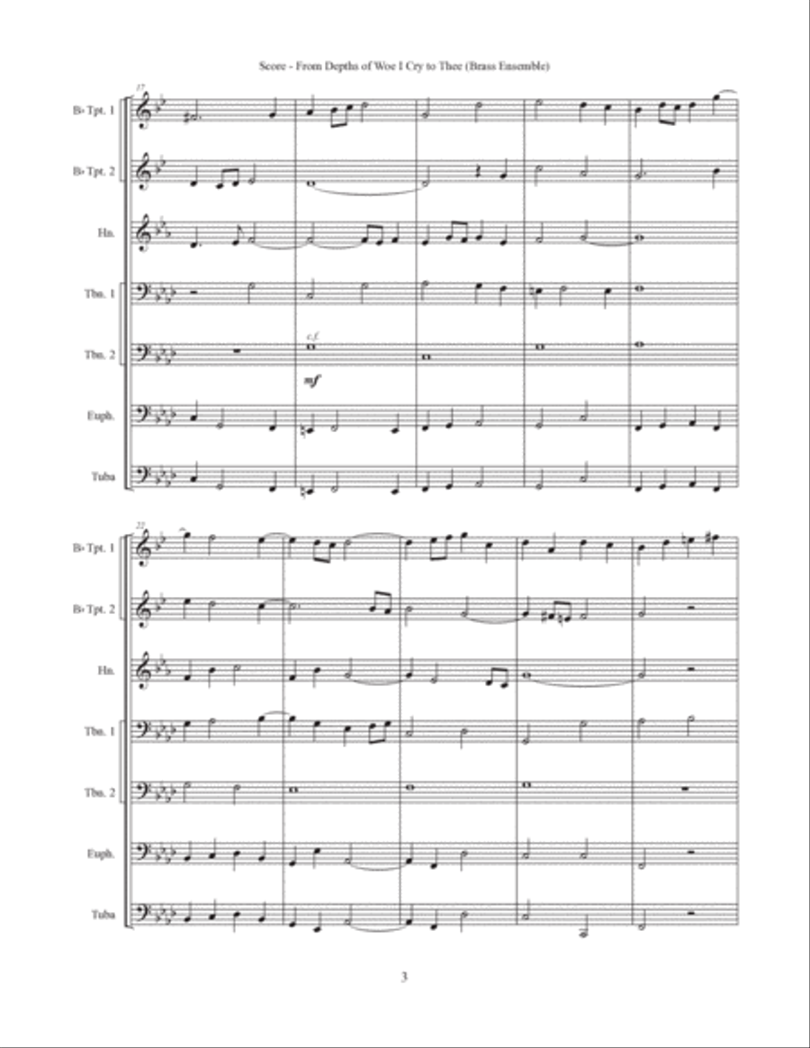 From Depths of Woe I Cry to Thee, BWV 686 (Brass Ensemble) Horn scores gallery preview page 4
