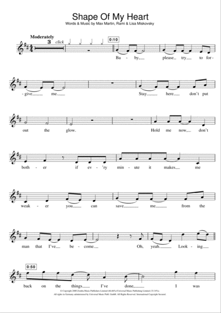 Shape Of My Heart Flute Solo scores gallery preview page 1