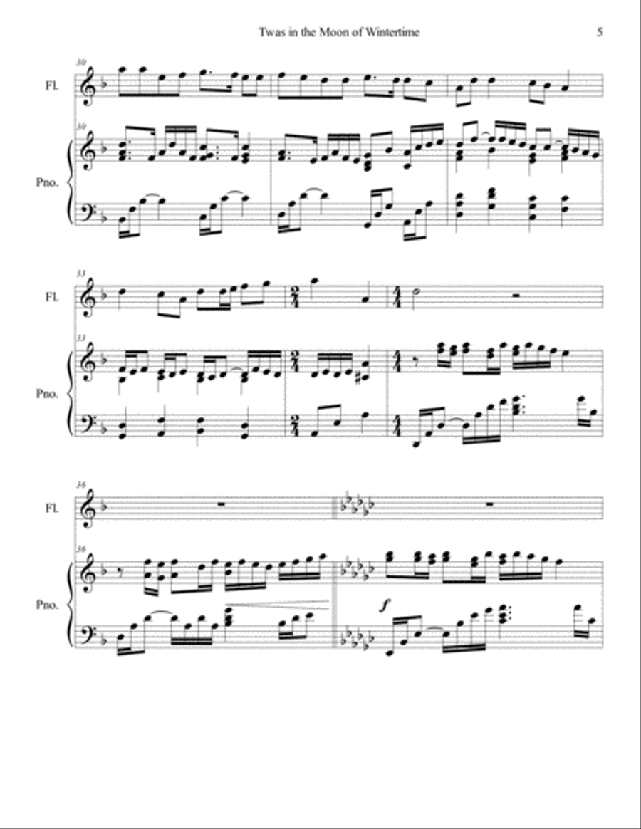 Twas in the Moon of Wintertime/The Huron Carol (flute/piano), arr. Brenda Portman Flute Solo scores gallery preview page 5