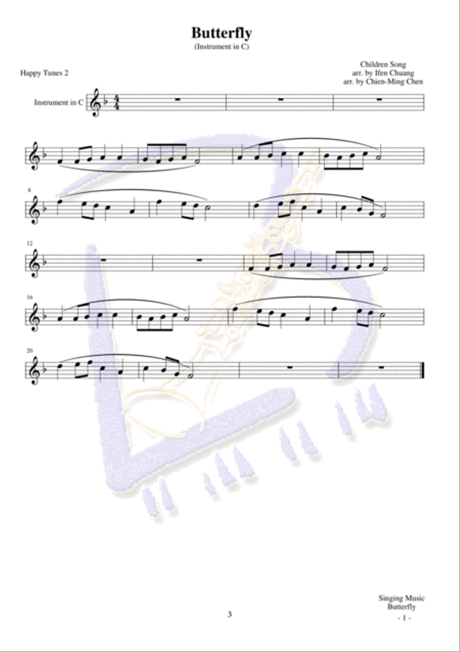 Butterfly Easy Piano scores gallery preview page 3