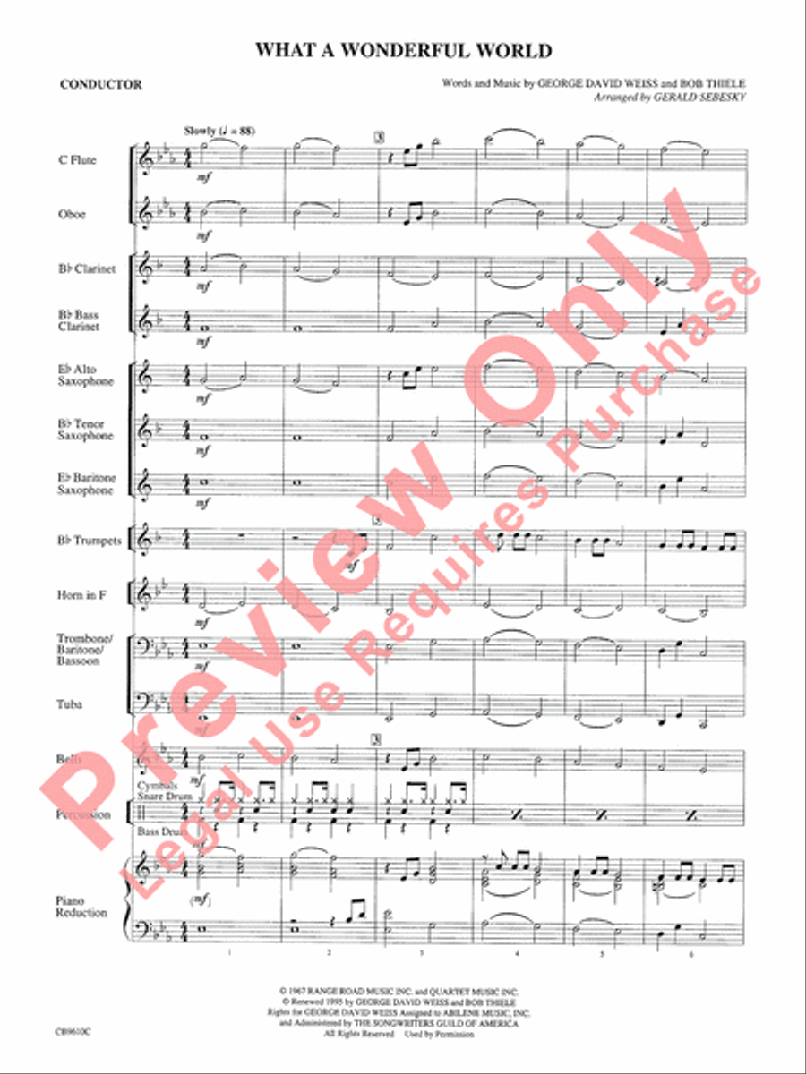 What a Wonderful World Concert Band scores gallery preview page 3