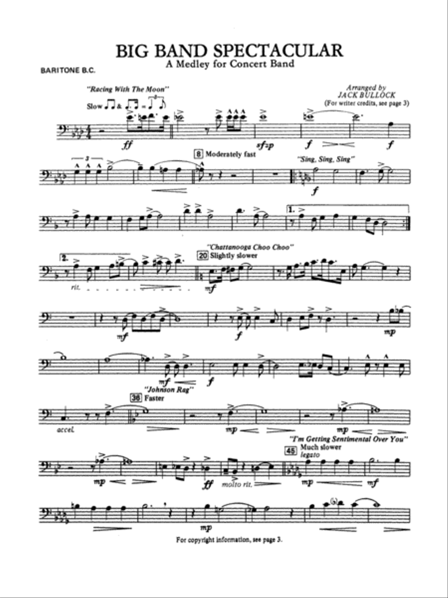 Big Band Spectacular: Baritone B.C. Concert Band scores gallery preview page 1