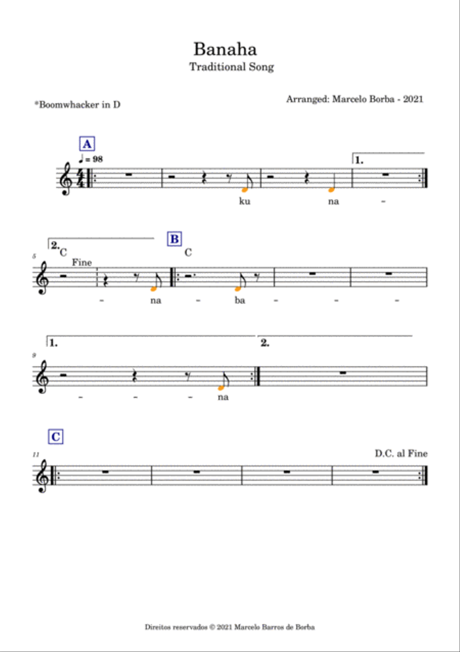 Banaha for Boomwhackers Easy Piano scores gallery preview page 4