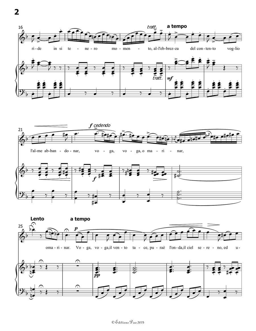 Il Barcaiolo, by Donizetti, in F Major Piano, Vocal scores gallery preview page 4