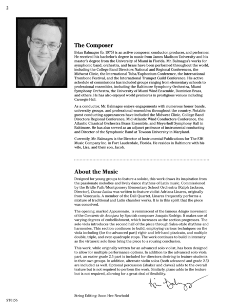 Danza Latina (for Solo Viola or Violin and Orchestra): Score String Orchestra scores gallery preview page 2