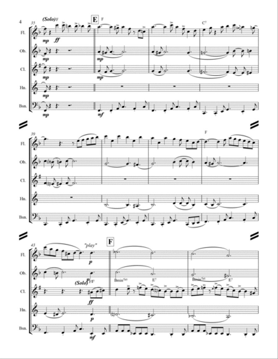 Blue Christmas Woodwind Quintet scores gallery preview page 5