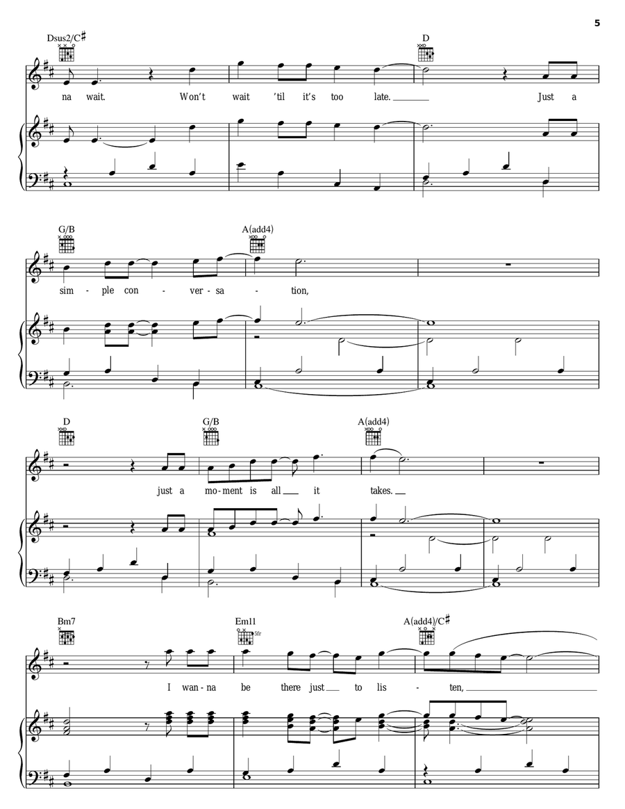Tell You Something (Nana's Reprise) Piano, Vocal, Guitar scores gallery preview page 5