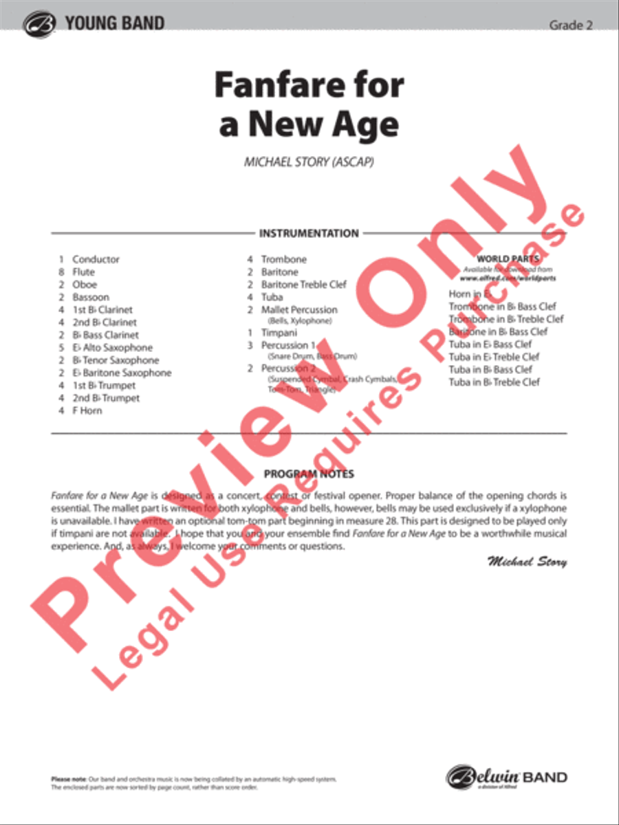 Fanfare for a New Age Concert Band scores gallery preview page 2
