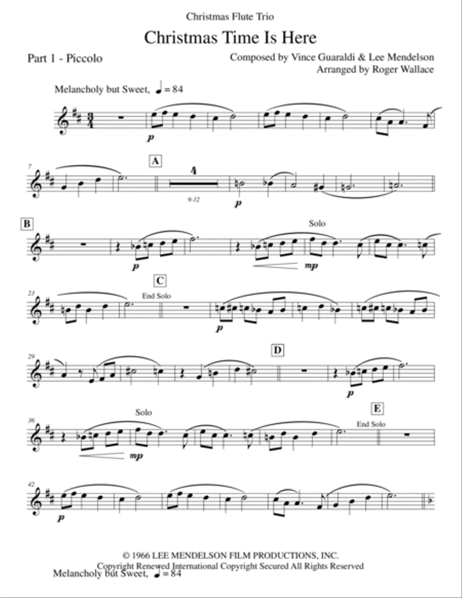 Christmas Time Is Here Flute Trio scores gallery preview page 5
