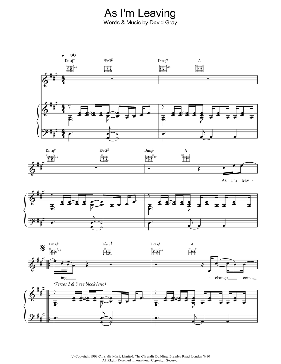 As I'm Leaving Piano, Vocal, Guitar scores gallery preview page 1