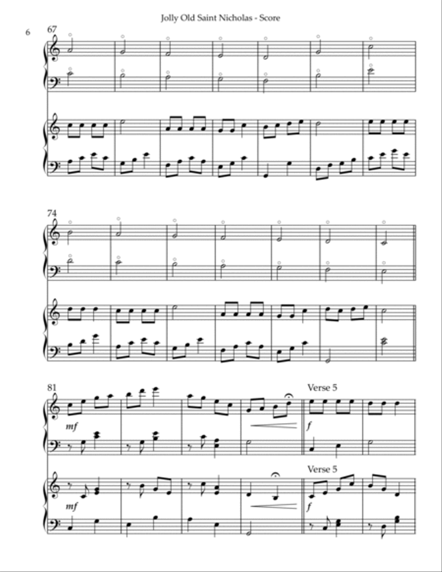 Jolly Old Saint Nicholas, Harp Duet Pedal Harp scores gallery preview page 6