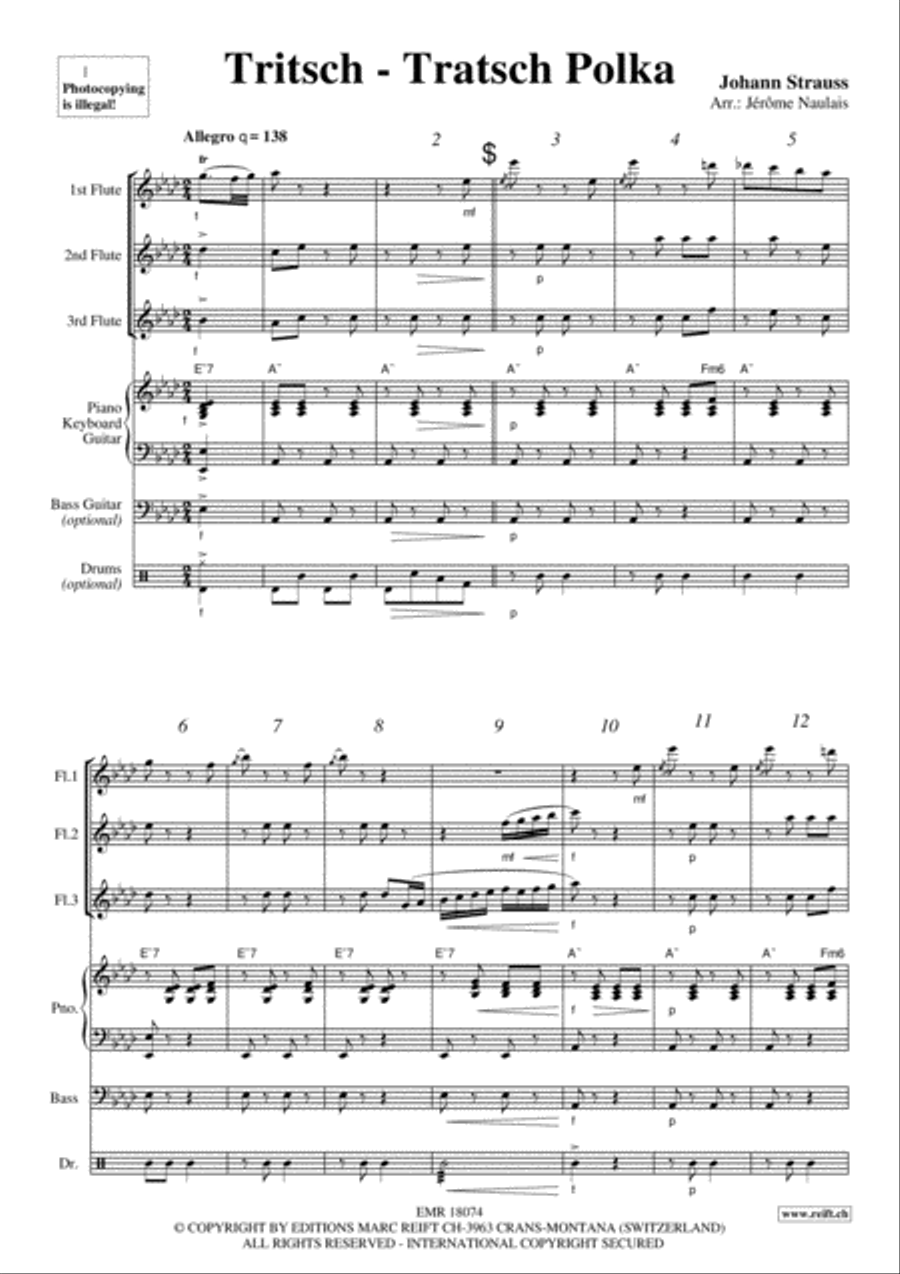 Tritsch-Tratsch Polka Flute scores gallery preview page 3