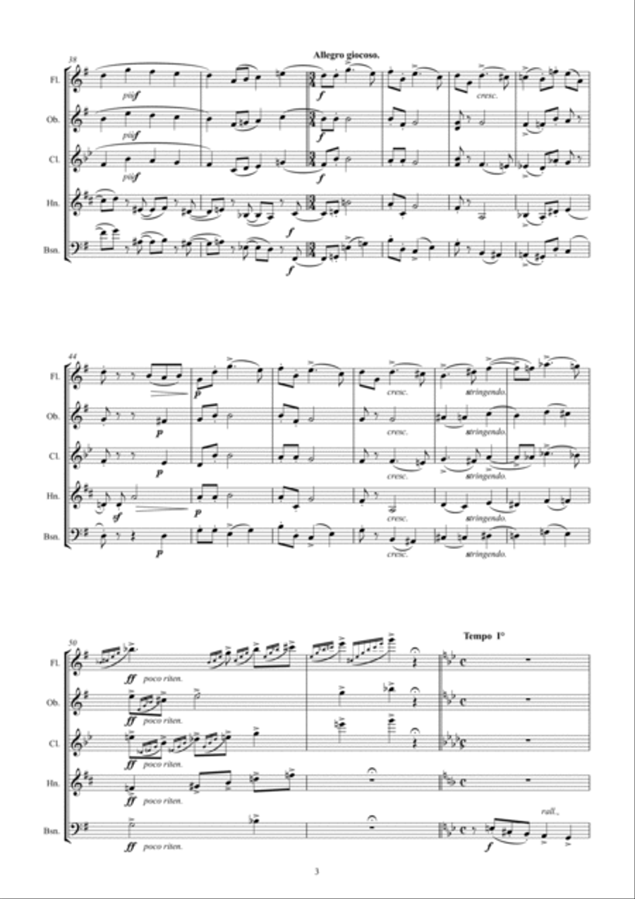Tchaikovsky: The Seasons Op37 No.6 June (Barcarole) Woodwind Quintet scores gallery preview page 5