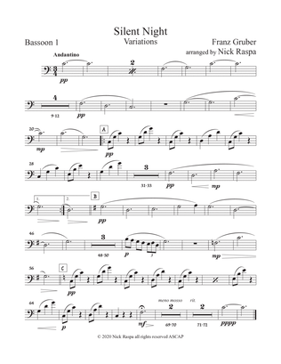 Book cover for Silent Night - Variations (full orchestra) Bassoon 1 part