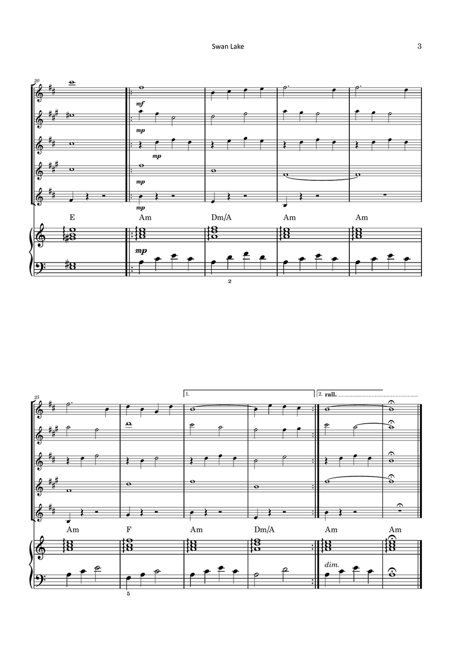 Swan Lake Saxophone Quintet scores gallery preview page 3