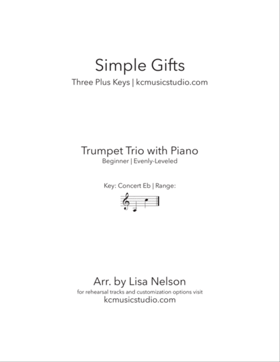 Simple Gifts - Trumpet Trio with Piano Accompaniment Trumpet Trio scores gallery preview page 1