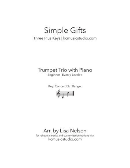 Simple Gifts - Trumpet Trio with Piano Accompaniment image number null