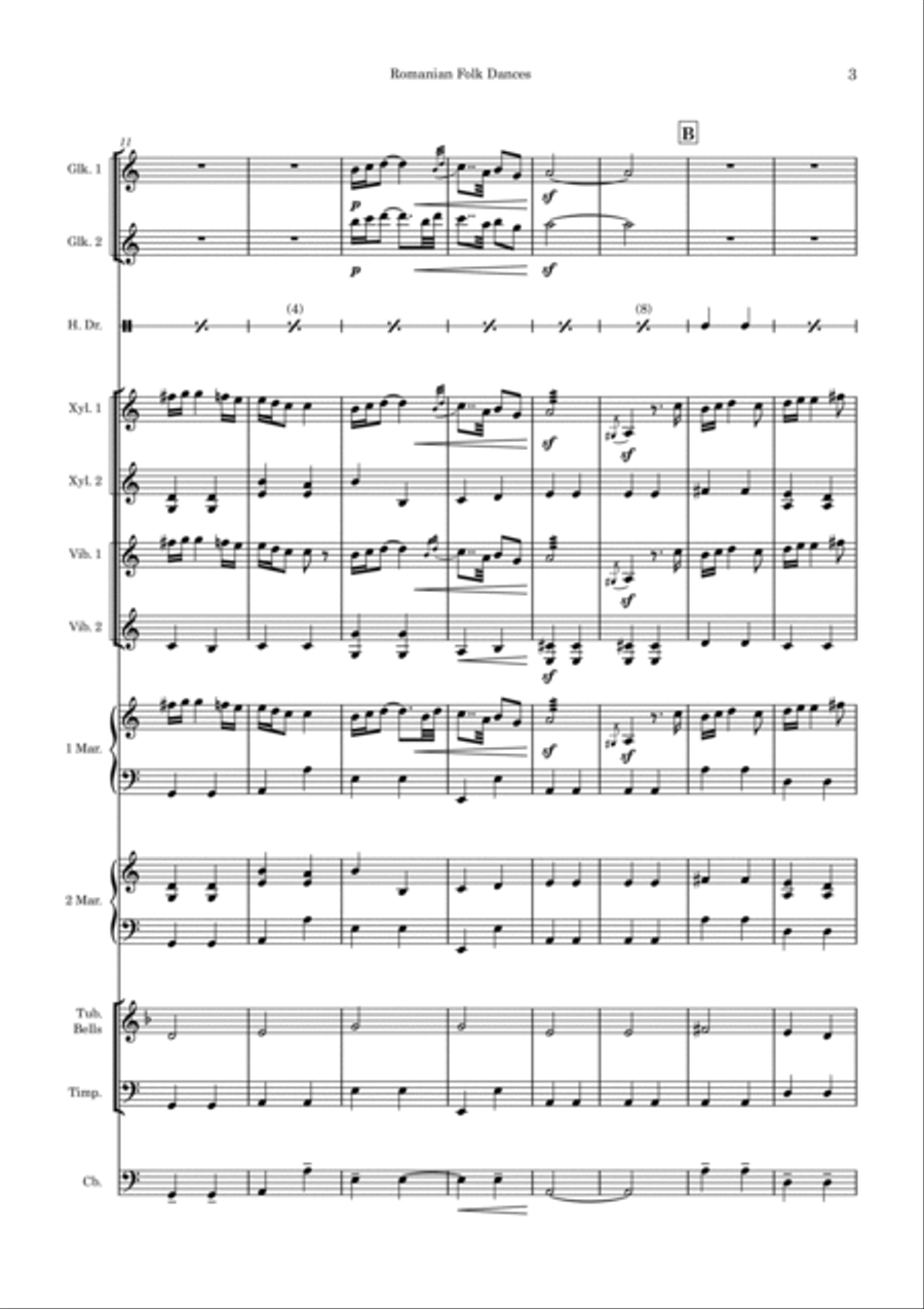 Romanian Folk Dances Percussion Ensemble scores gallery preview page 3