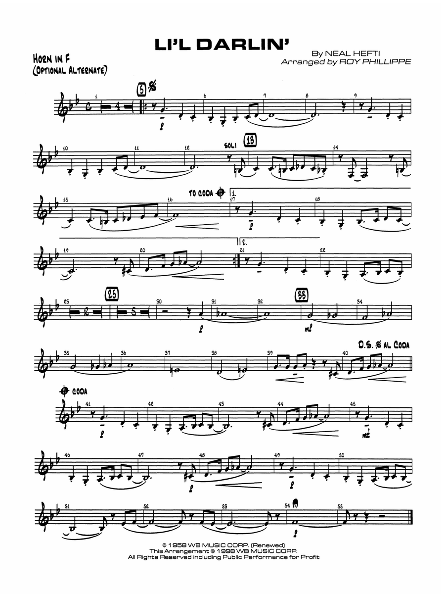 Li'l Darlin': 1st F Horn