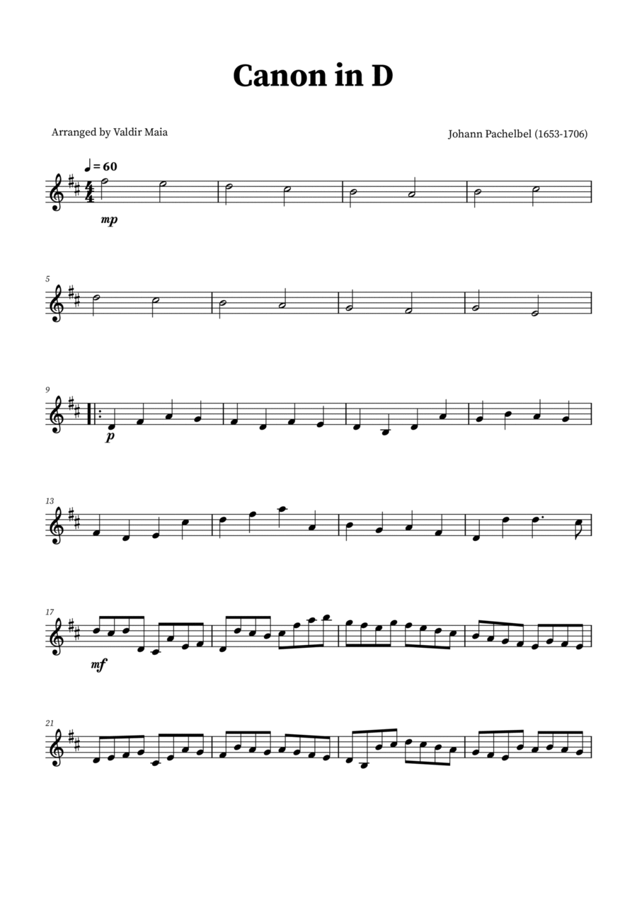 Canon in D - Violin Solo Violin Solo scores gallery preview page 1