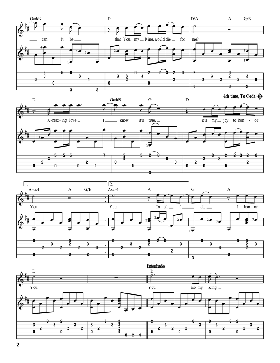 You Are My King (Amazing Love) Guitar Solo scores gallery preview page 2