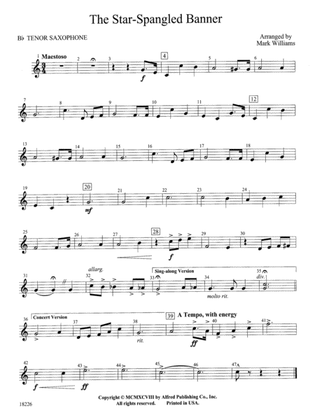 The Star Spangled Banner: B-flat Tenor Saxophone