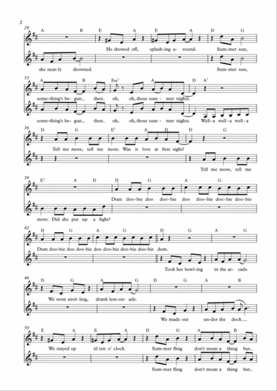 Summer Nights 2-Part scores gallery preview page 2