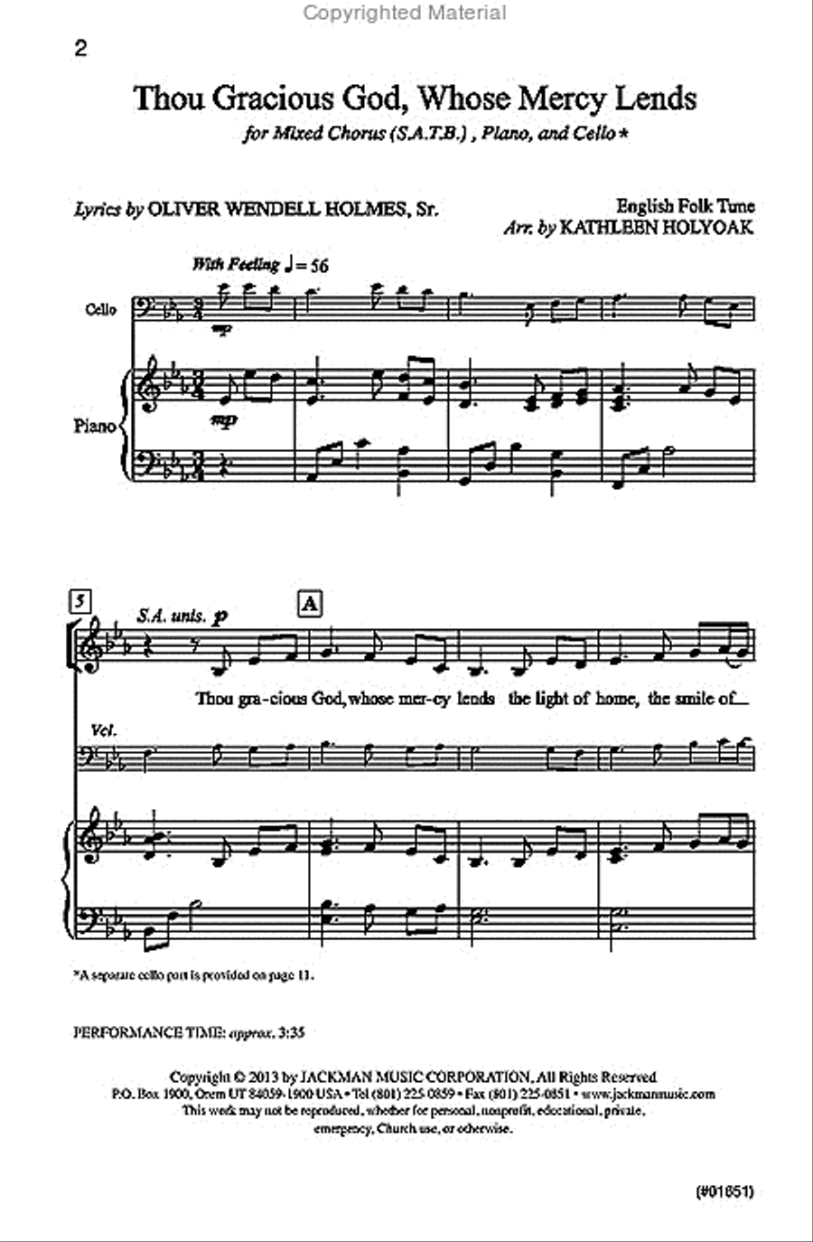 Thou Gracious God Whose Mercy Lends - SATB 4-Part scores gallery preview page 2