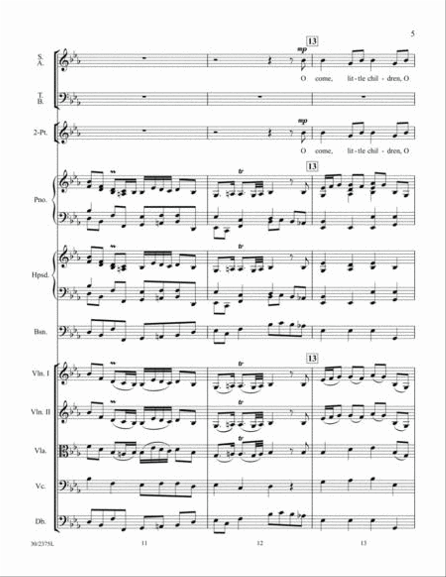 O Come, Little Children - Instrumental Ensemble Score and Parts Choir scores gallery preview page 5