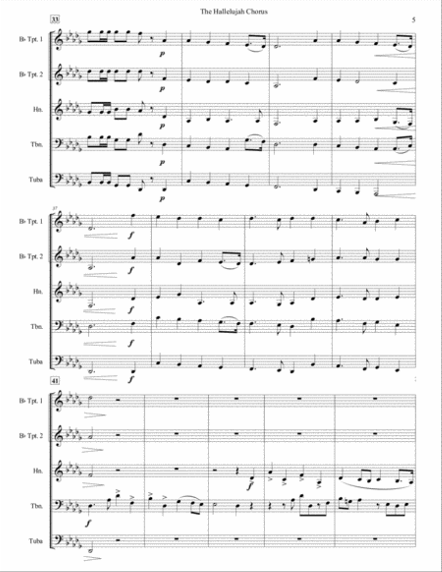 The Hallelujah Chorus for Brass Quintet The Hallelujah Chorus for Brass Quintet Brass Quintet scores gallery preview page 5