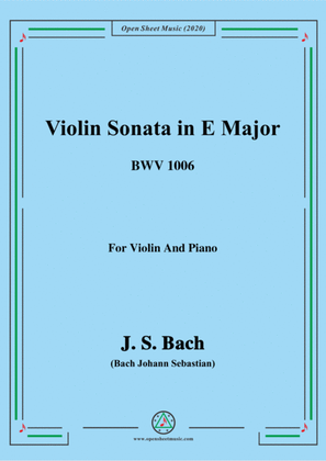 Book cover for Bach,J.S.-Violin Partita No.3,in E Major,BWV 1006,for Violin and Piano