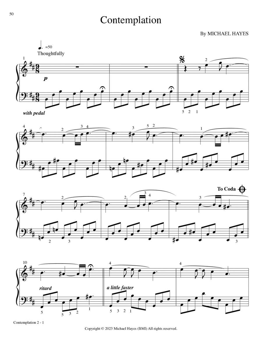 Contemplation - From 24 Short Piano Pieces in All Keys Piano Solo scores gallery preview page 1