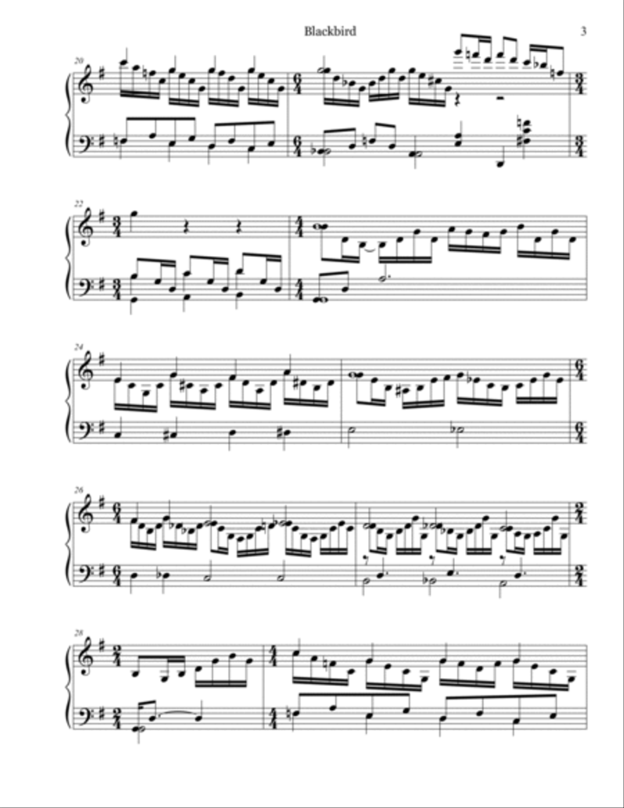 Blackbird Piano Solo scores gallery preview page 3