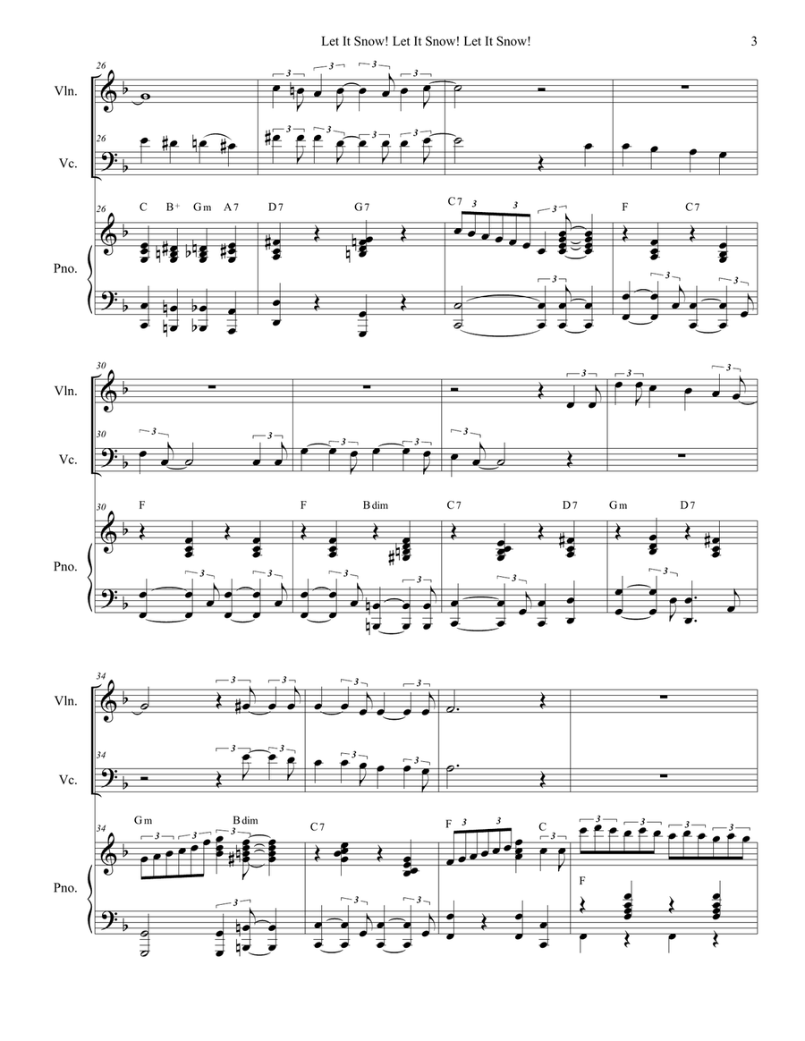 Let It Snow! Let It Snow! Let It Snow! Piano Trio scores gallery preview page 3