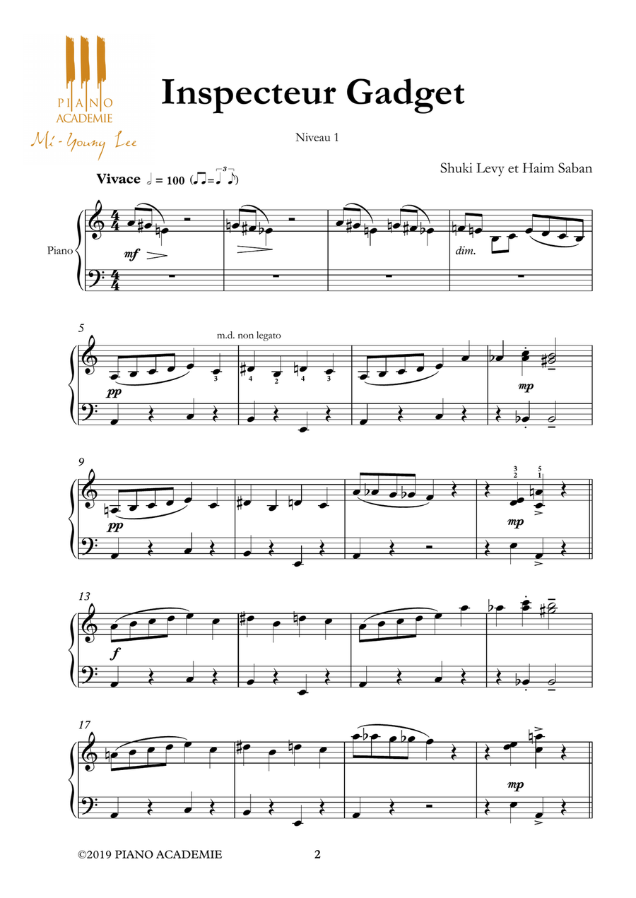 Inspector Gadget Inspector Gadget Easy Piano scores gallery preview page 1