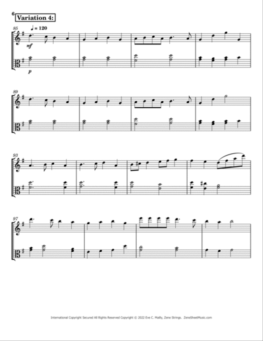Deck the Halls - Duet for Violin & Viola String Duet scores gallery preview page 6