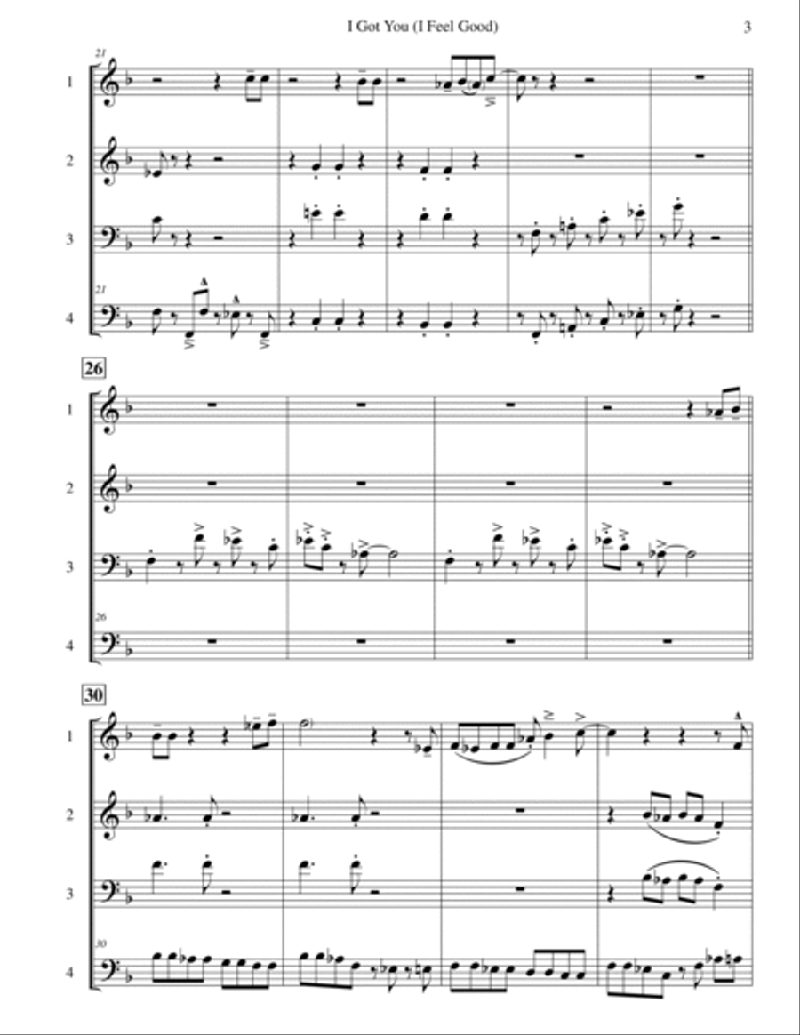 I Got You (i Feel Good) Brass Quartet scores gallery preview page 4