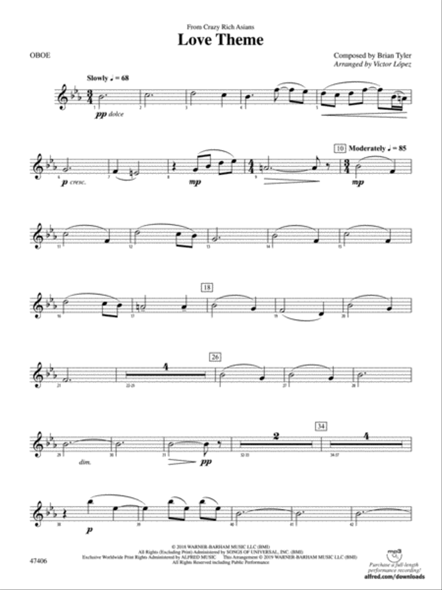 Love Theme: Oboe Concert Band scores gallery preview page 1
