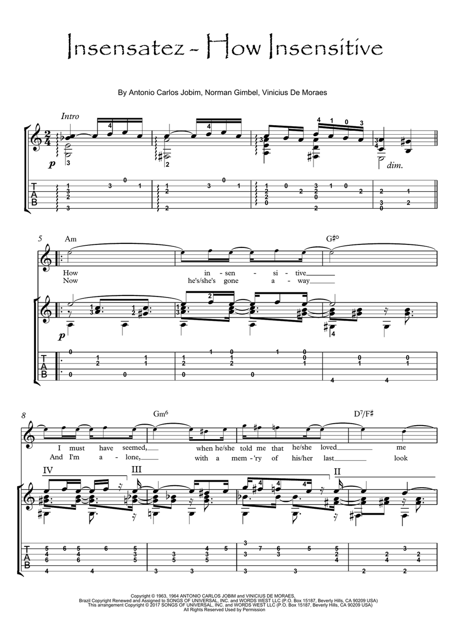 How Insensitive (insensatez) Electric Guitar scores gallery preview page 1