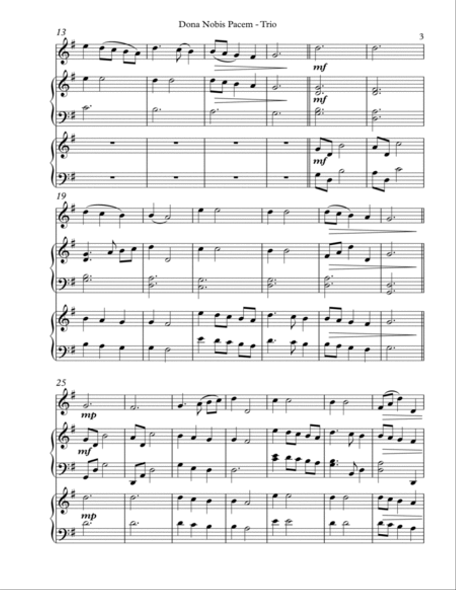 Dona Nobis Pacem, Trio for Violin, Harp, Piano image number null