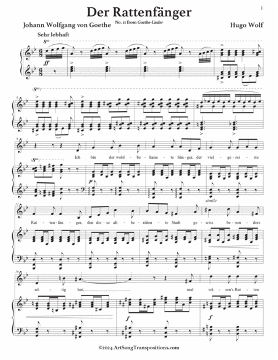 WOLF: Der Rattenfänger (transposed to G minor) Voice scores gallery preview page 2
