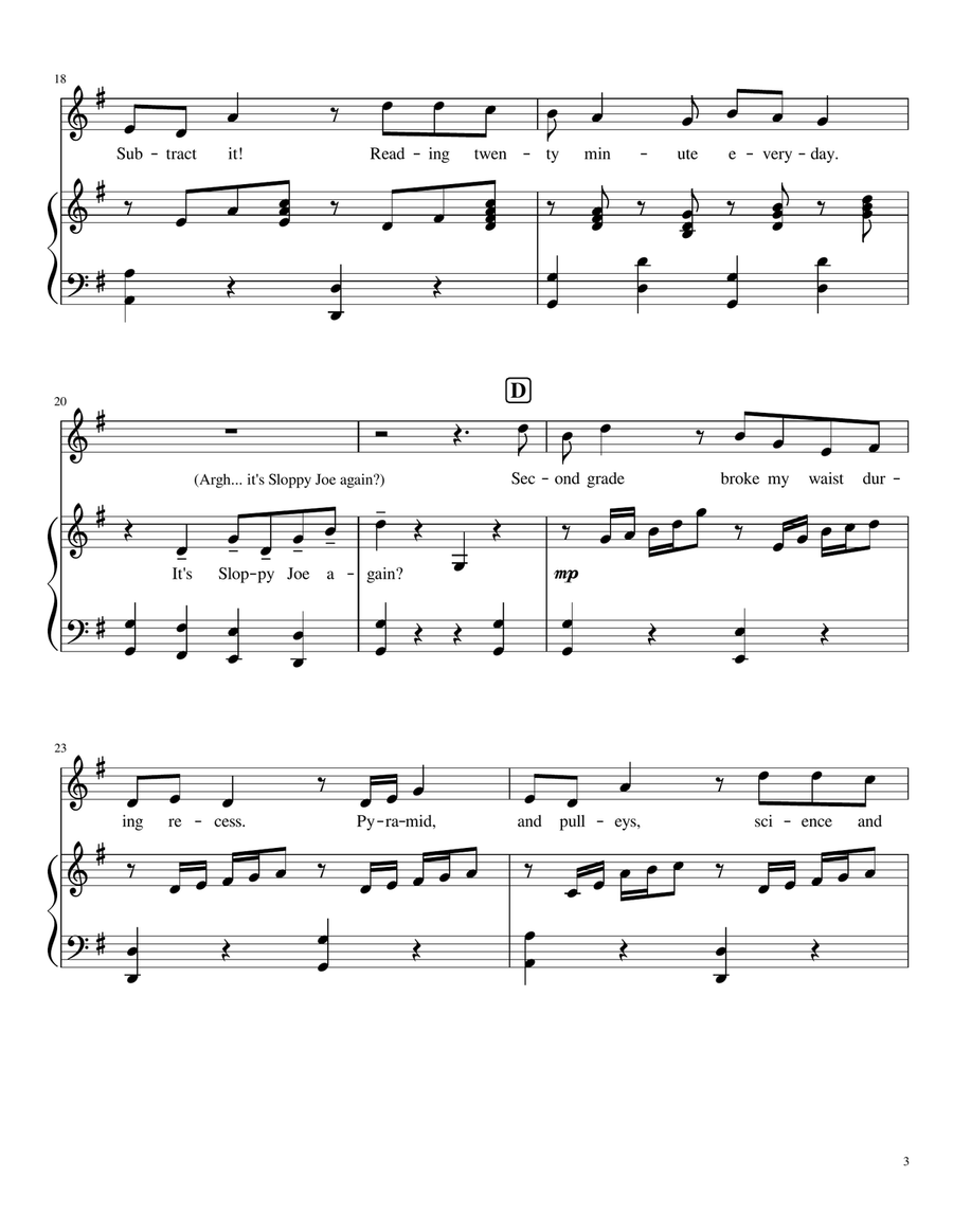 The Fifth (5th) Grade Graduation Song, Lower School Choir/Piano Choir scores gallery preview page 3
